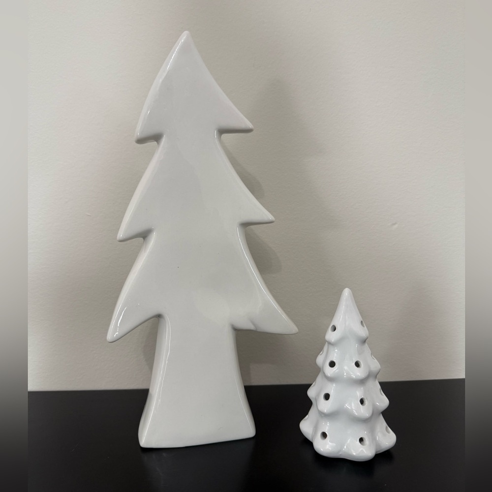 White Ceramic Christmas Tree Decor Set